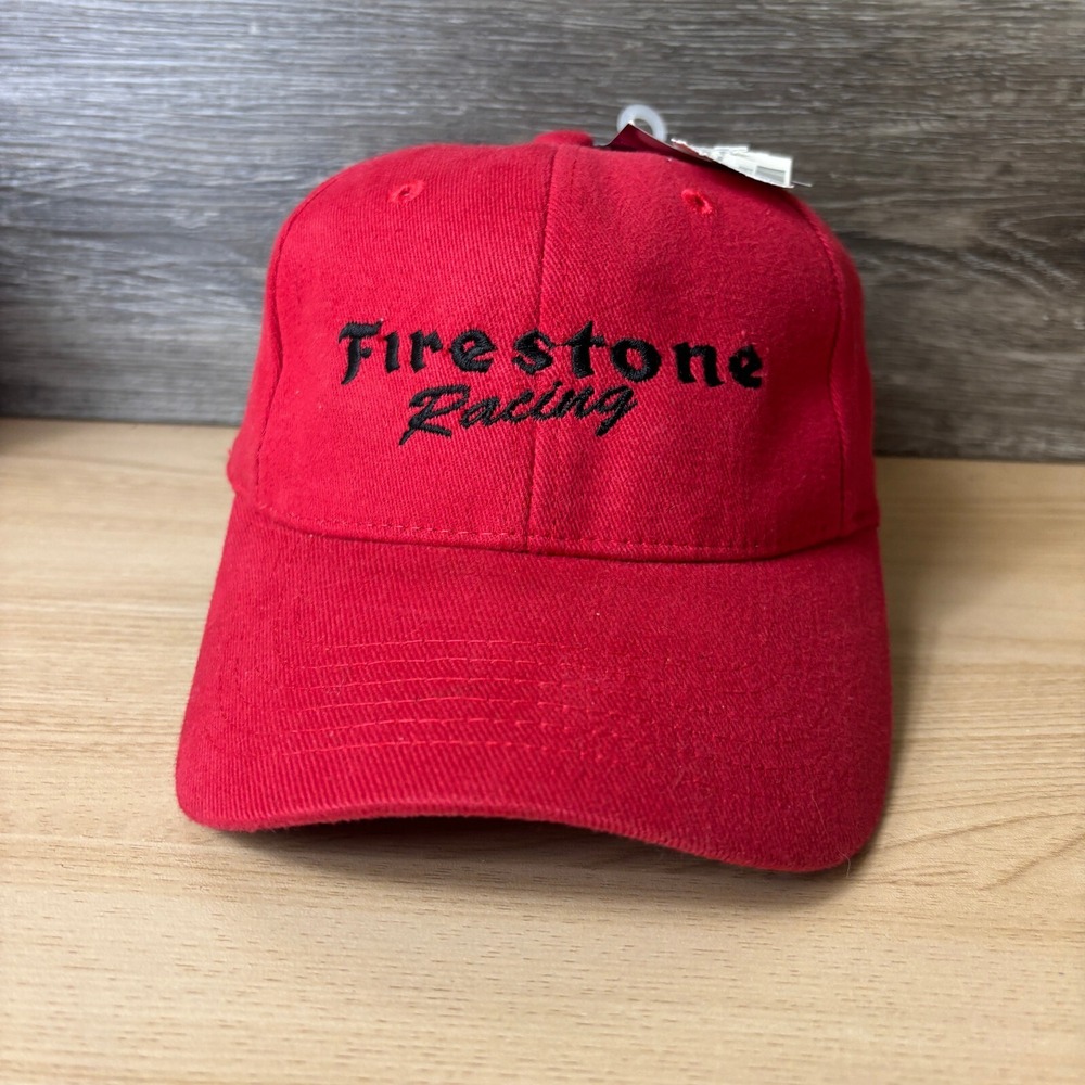 Firestone Racing Hat‎ Cap Fitted S/M Red Black Spell Out Tires NWT